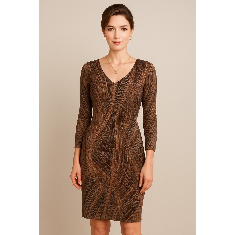 Jonathan‎ Martin Studio 90's Metallic Sheen Abstract Dress 14